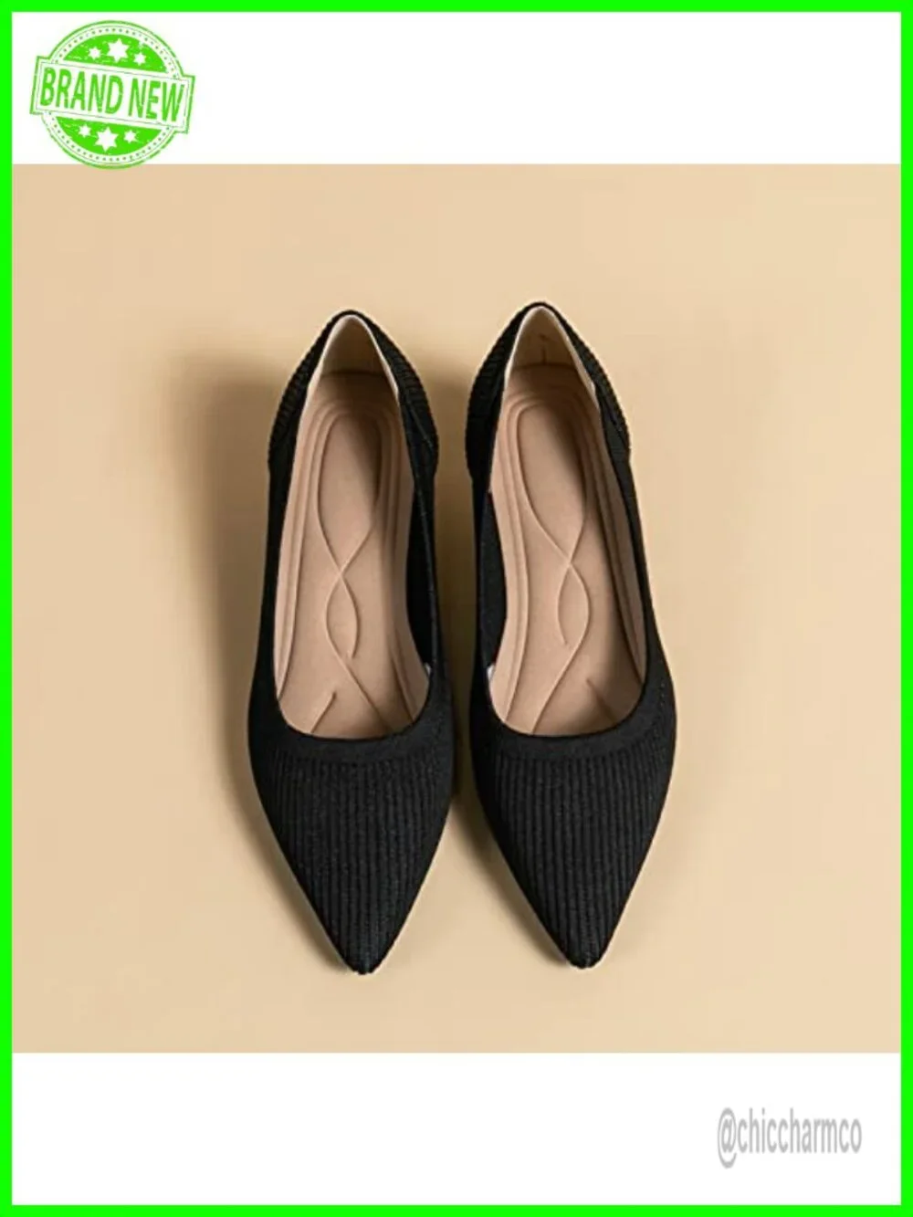 Women's Kitten Heels Pointed Toe Knit Slip On Comfortable Dress Pumps